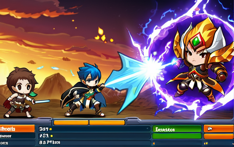 Hero Class in Action**
Prompt: A vibrant, action-packed scene of a Hero class Warrior in MapleStory Reboot, mid-combo. Focus on the character's strength and dynamic movement. The background should show a training map with multiple monsters being defeated. Include visual elements like glowing effects from skills and a sense of power.
**